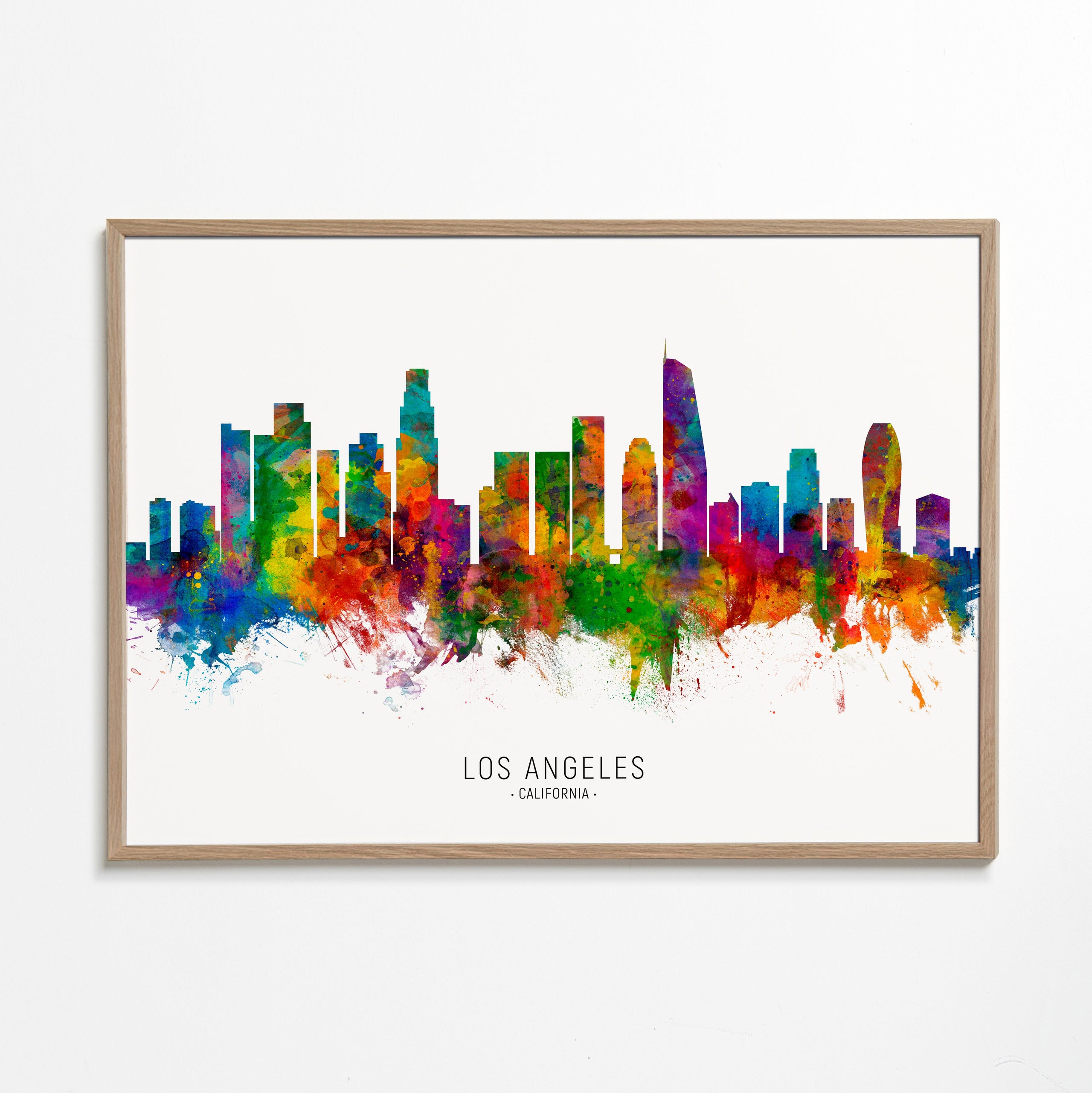 Cestovatelský plakát: Barevná panorama Los Angeles