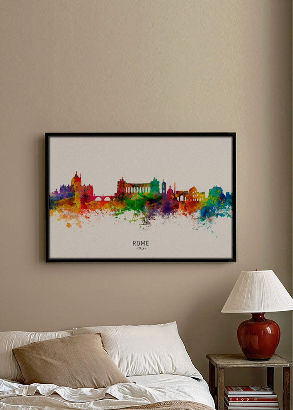 Cestovatelský plakát: Řím akvarelový panoráma