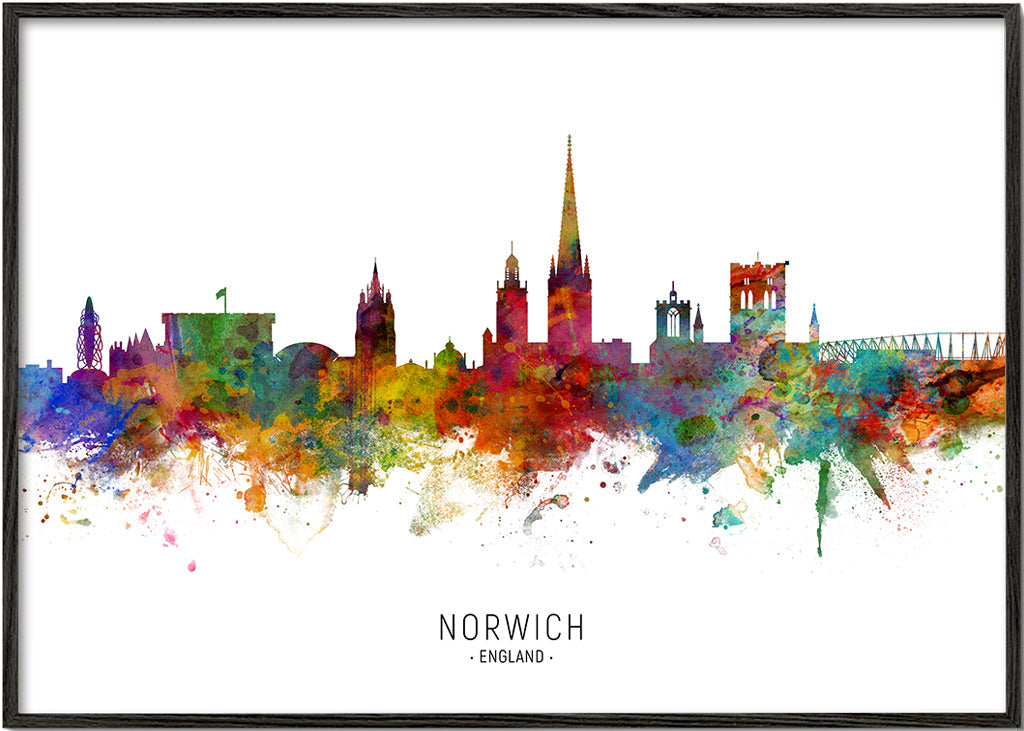 Obraz do kuchyně Norwich skyline akvarel multibarevný