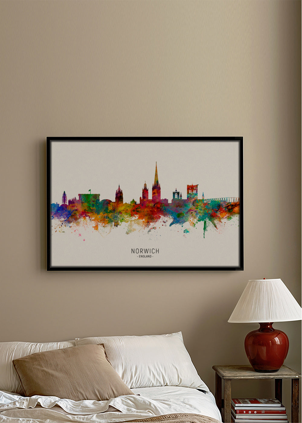 Obraz do kuchyně Norwich skyline akvarel multibarevný