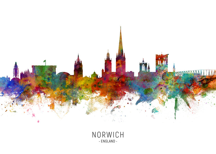 Obraz do kuchyně Norwich skyline akvarel multibarevný