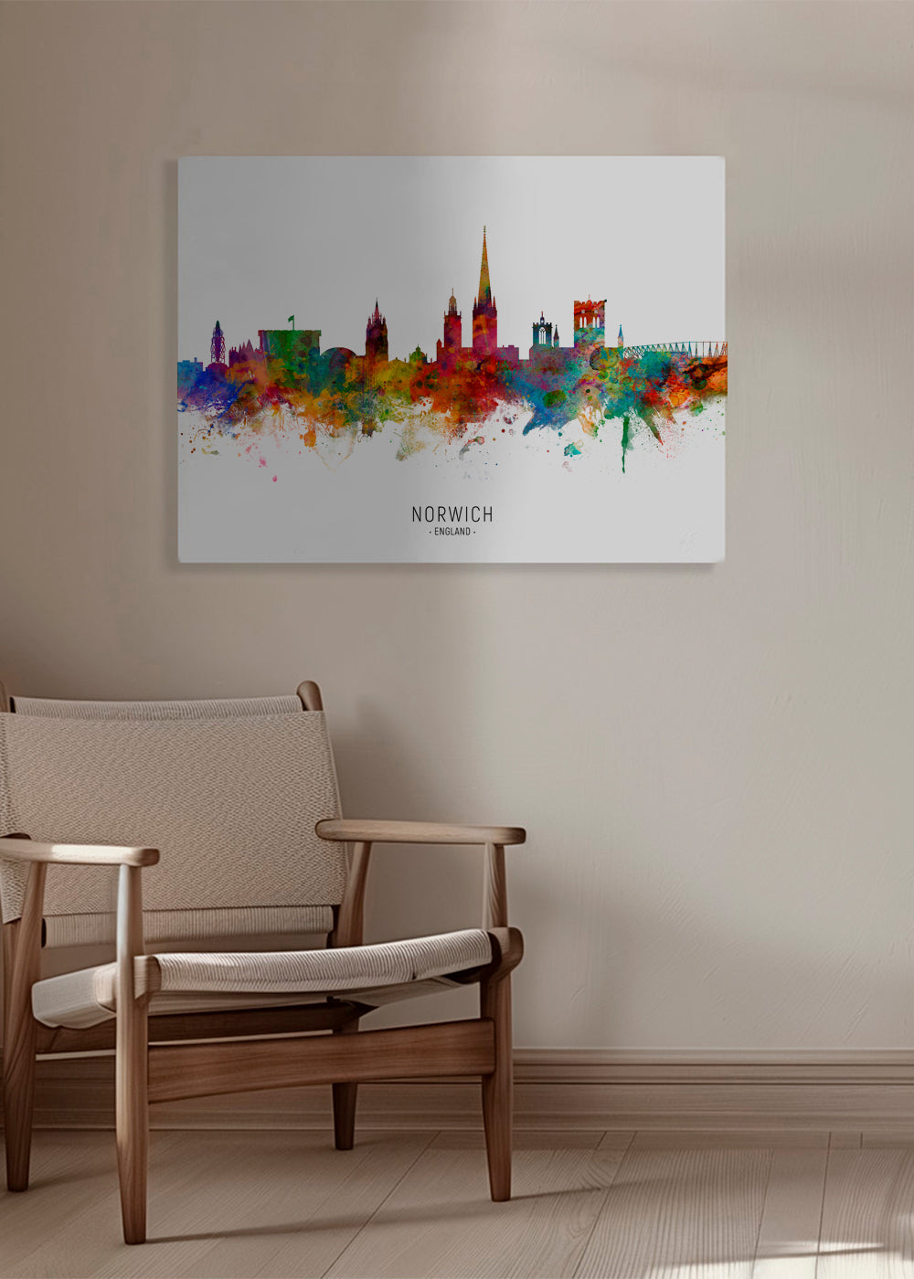 Obraz do kuchyně Norwich skyline akvarel multibarevný