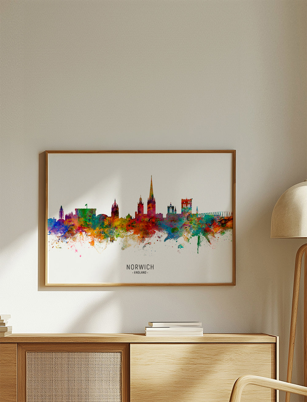 Obraz do kuchyně Norwich skyline akvarel multibarevný