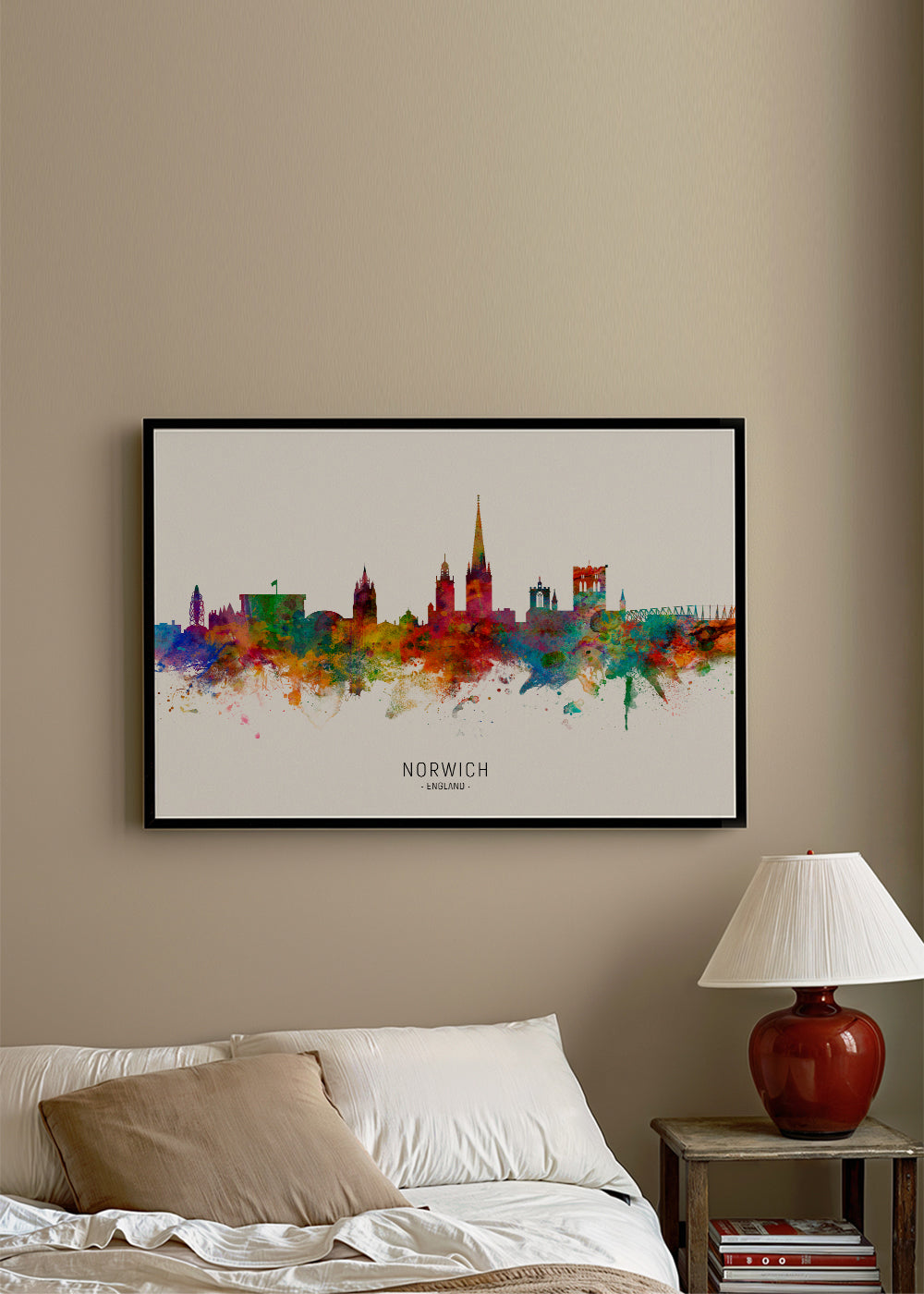 Obraz do kuchyně Norwich skyline akvarel multibarevný