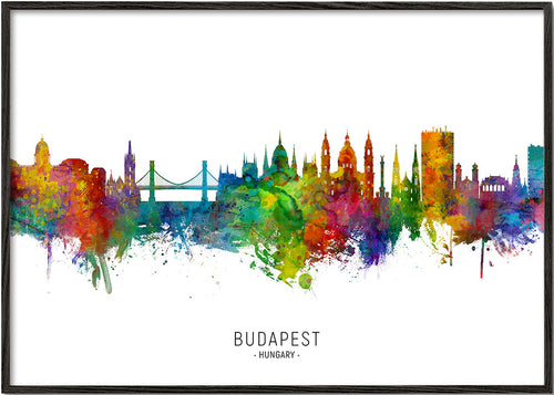 Budapešť panorama akvarel