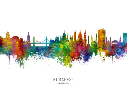 Budapešť panorama akvarel