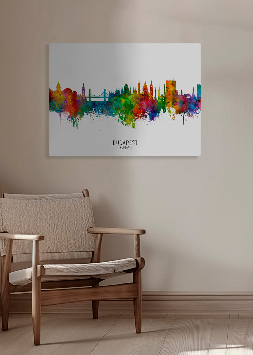 Budapešť panorama akvarel