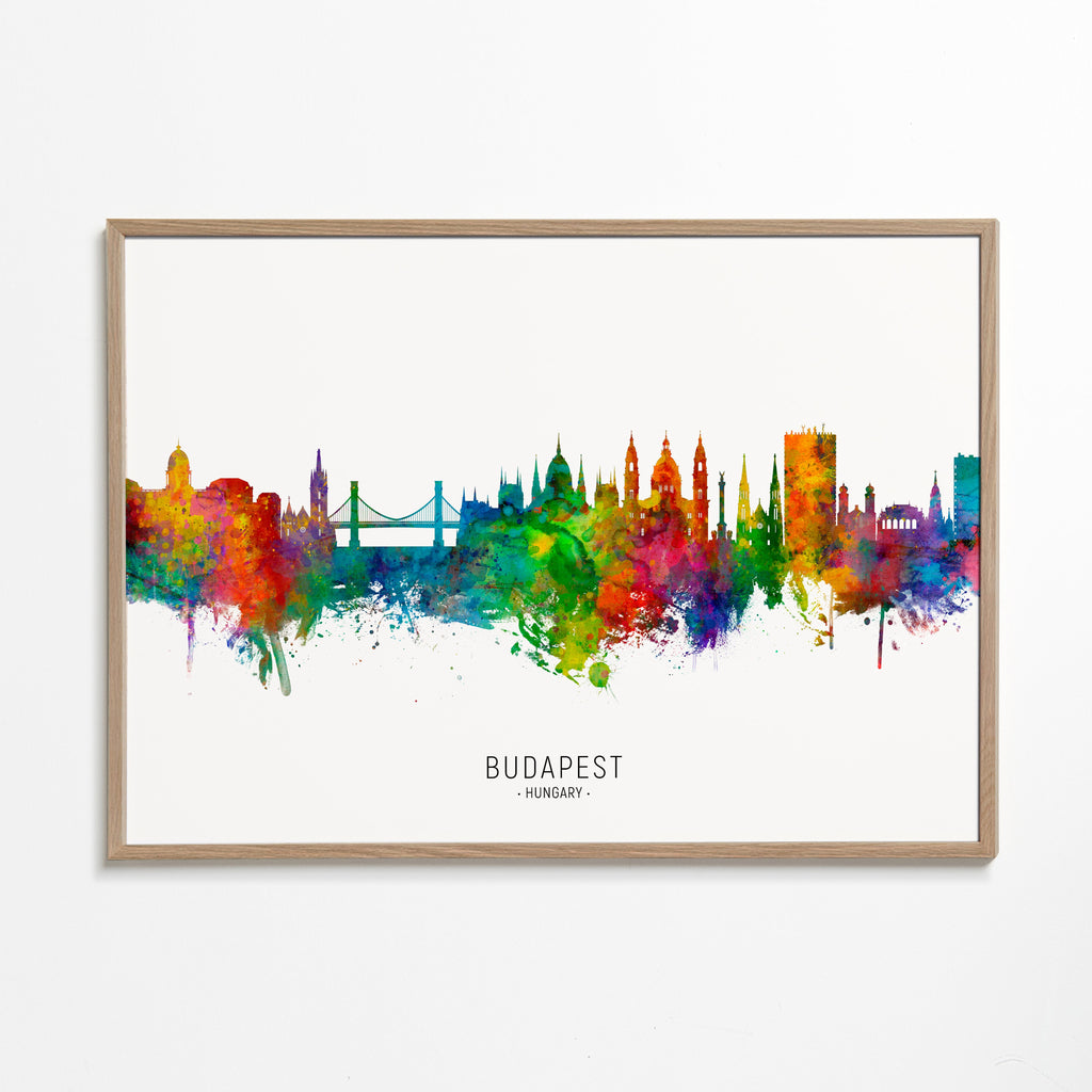 Budapešť panorama akvarel