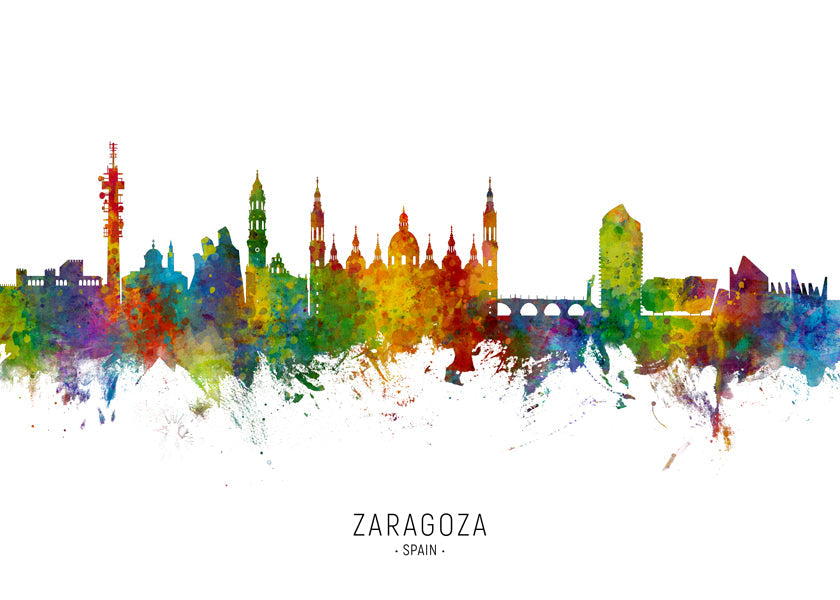 Obraz města Zaragoza barevné panorama