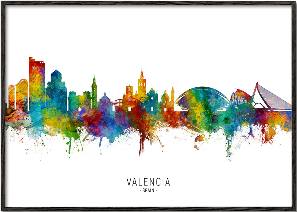 Plakát města Valencia skyline akvarel