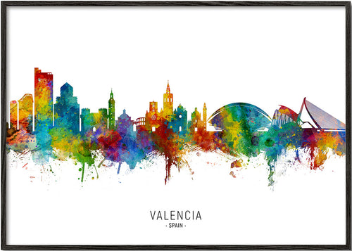 Plakát města Valencia skyline akvarel