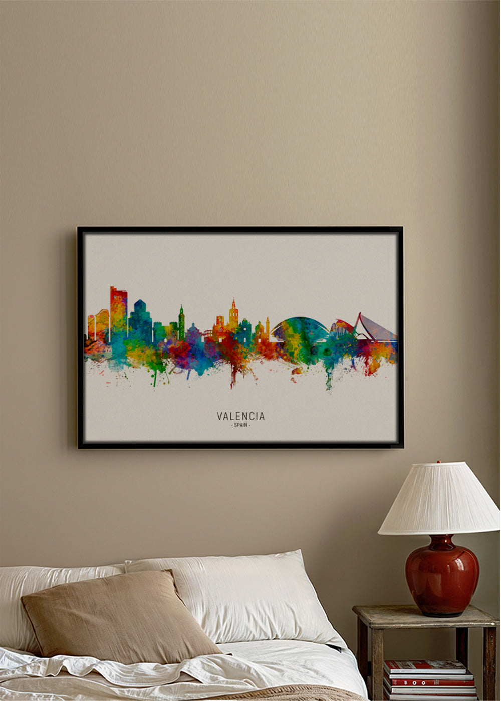 Plakát města Valencia skyline akvarel