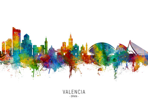 Plakát města Valencia skyline akvarel