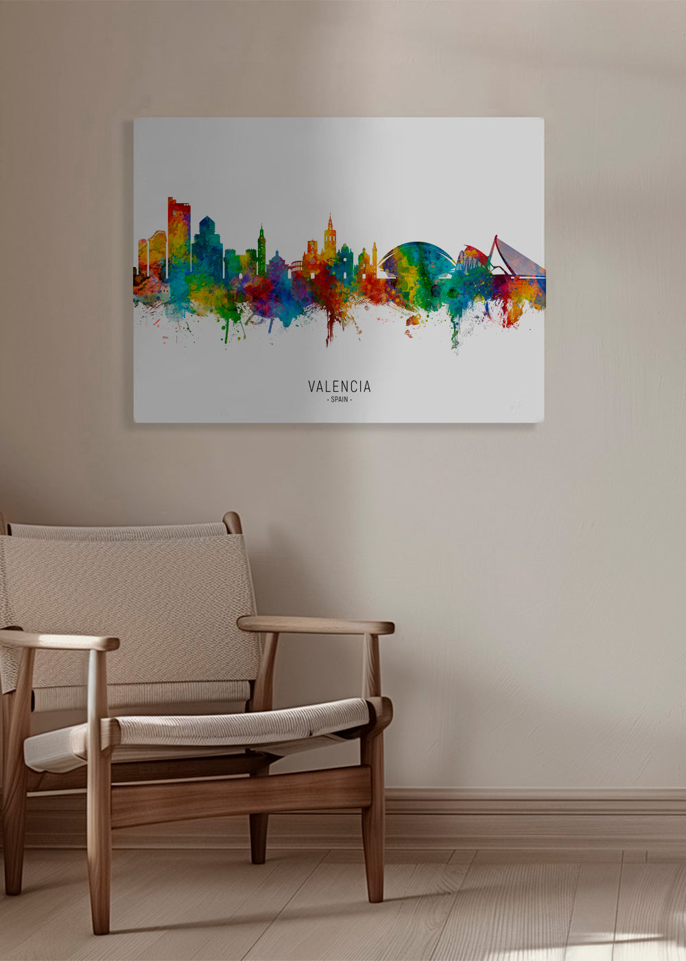 Plakát města Valencia skyline akvarel