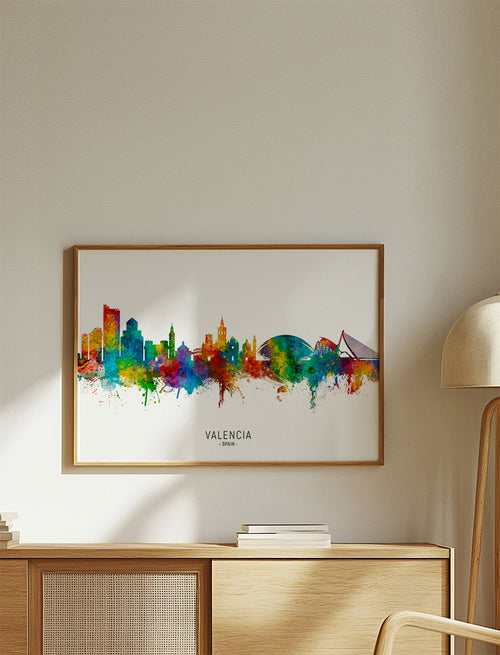 Plakát města Valencia skyline akvarel