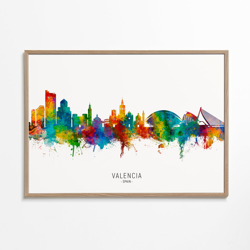 Plakát města Valencia skyline akvarel