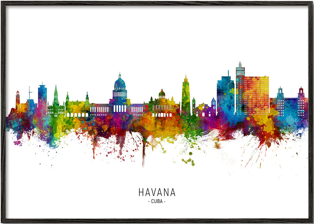 Plakát města Havana skyline v akvarelu