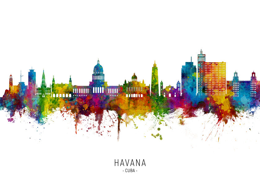 Plakát města Havana skyline v akvarelu