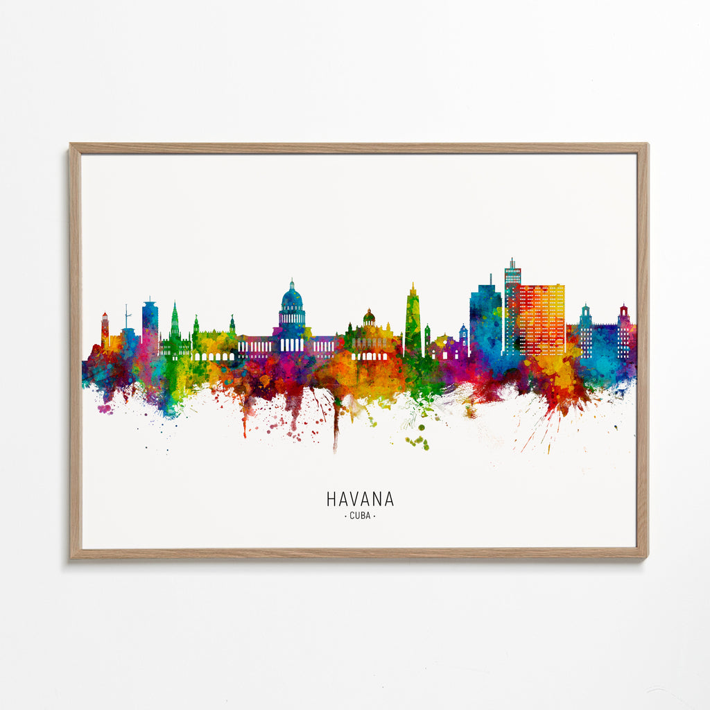 Plakát města Havana skyline v akvarelu