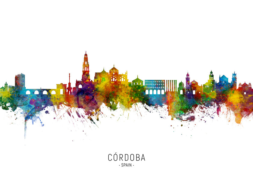 Obraz do kuchyně Córdoba skyline akvarel multicolor