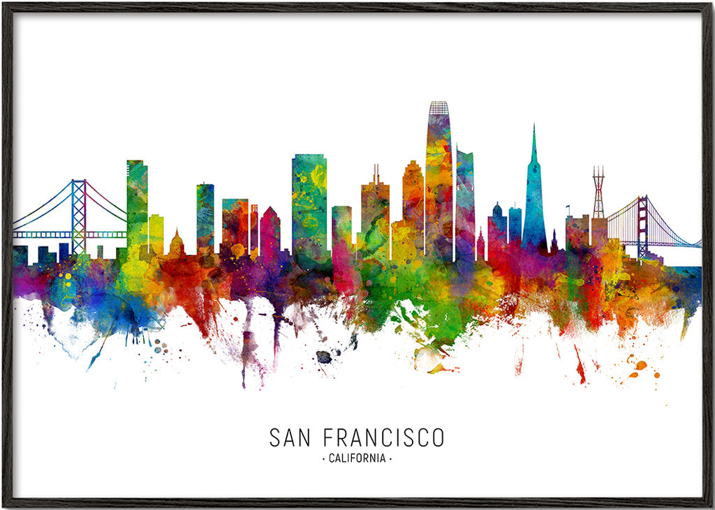 Cestovatelský plakát San Francisco barevná skyline