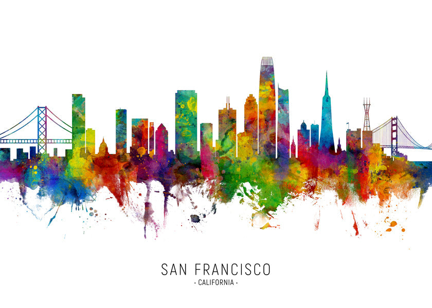 Cestovatelský plakát San Francisco barevná skyline