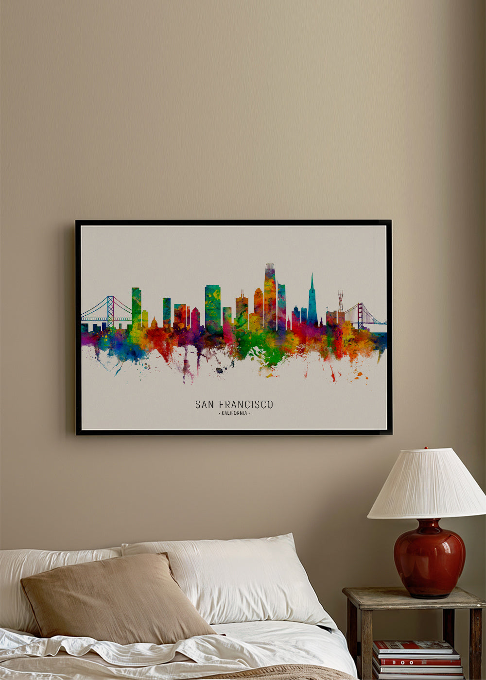 Cestovatelský plakát San Francisco barevná skyline
