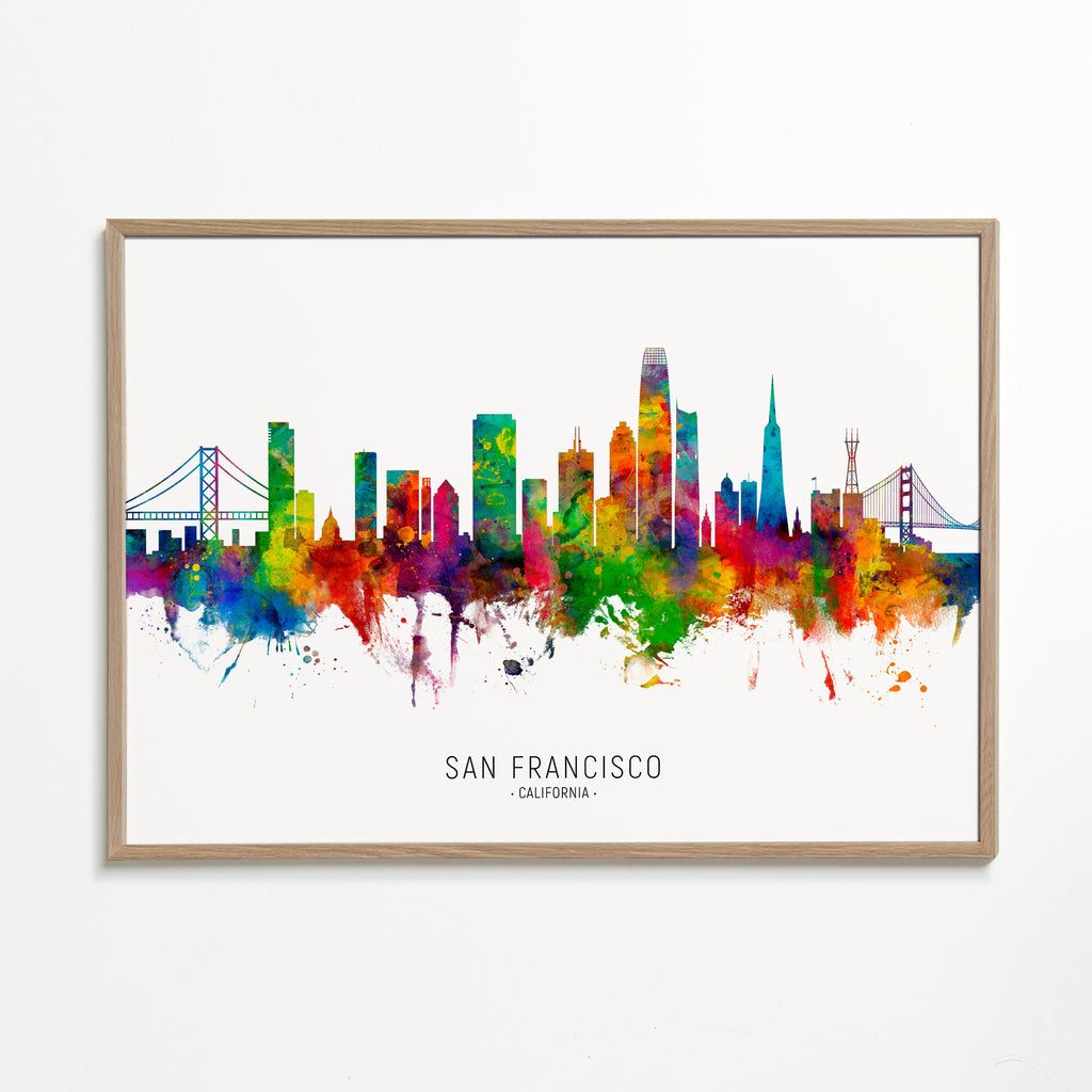 Cestovatelský plakát San Francisco barevná skyline