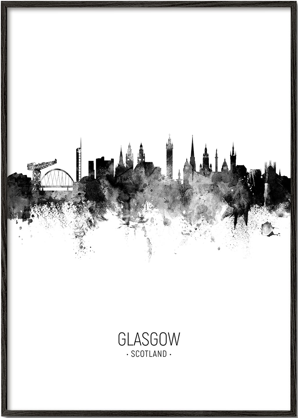 Cuadro de ciudades Glasgow skyline černobílý