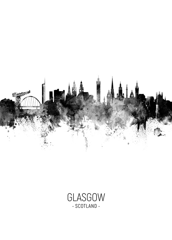 Cuadro de ciudades Glasgow skyline černobílý