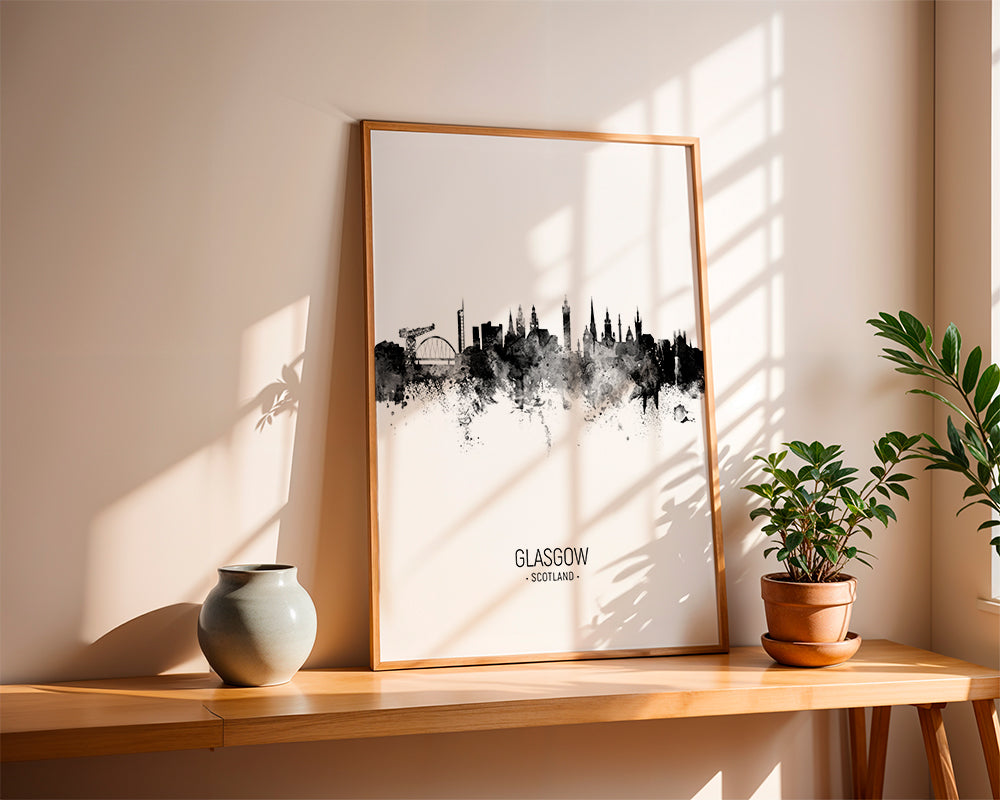 Cuadro de ciudades Glasgow skyline černobílý