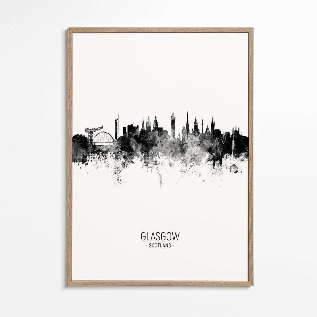 Cuadro de ciudades Glasgow skyline černobílý