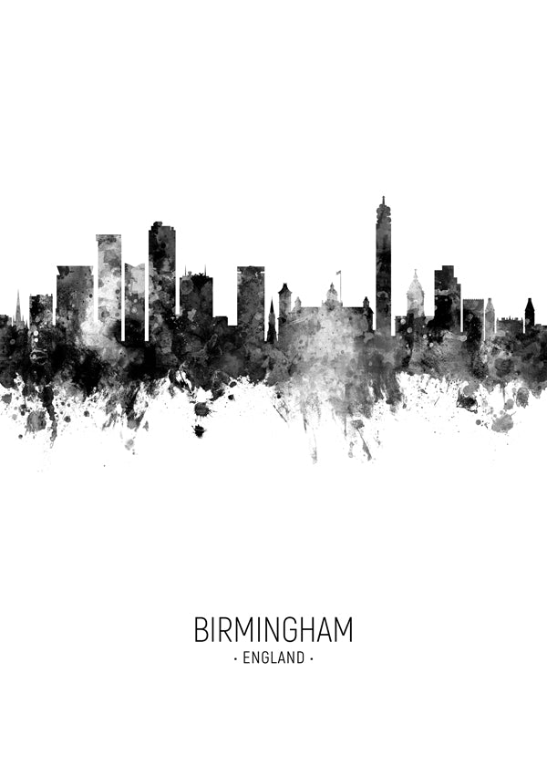 Obraz do kuchyně Birmingham skyline černobílý