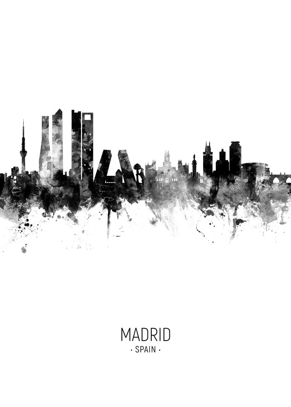 Obraz města Madrid Skyline v inkoustu