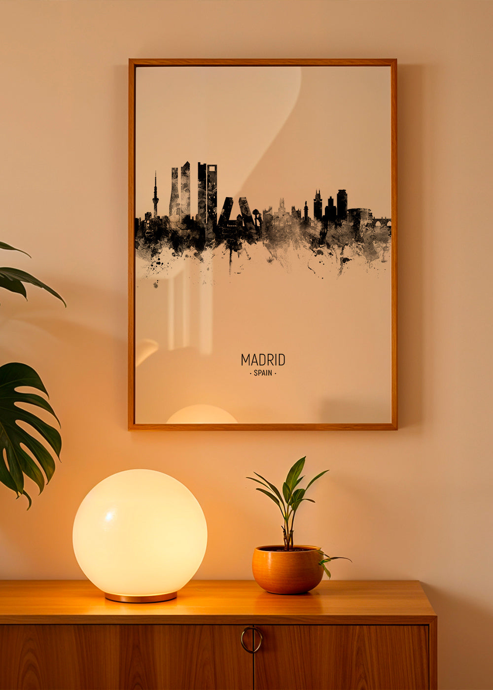 Obraz města Madrid Skyline v inkoustu