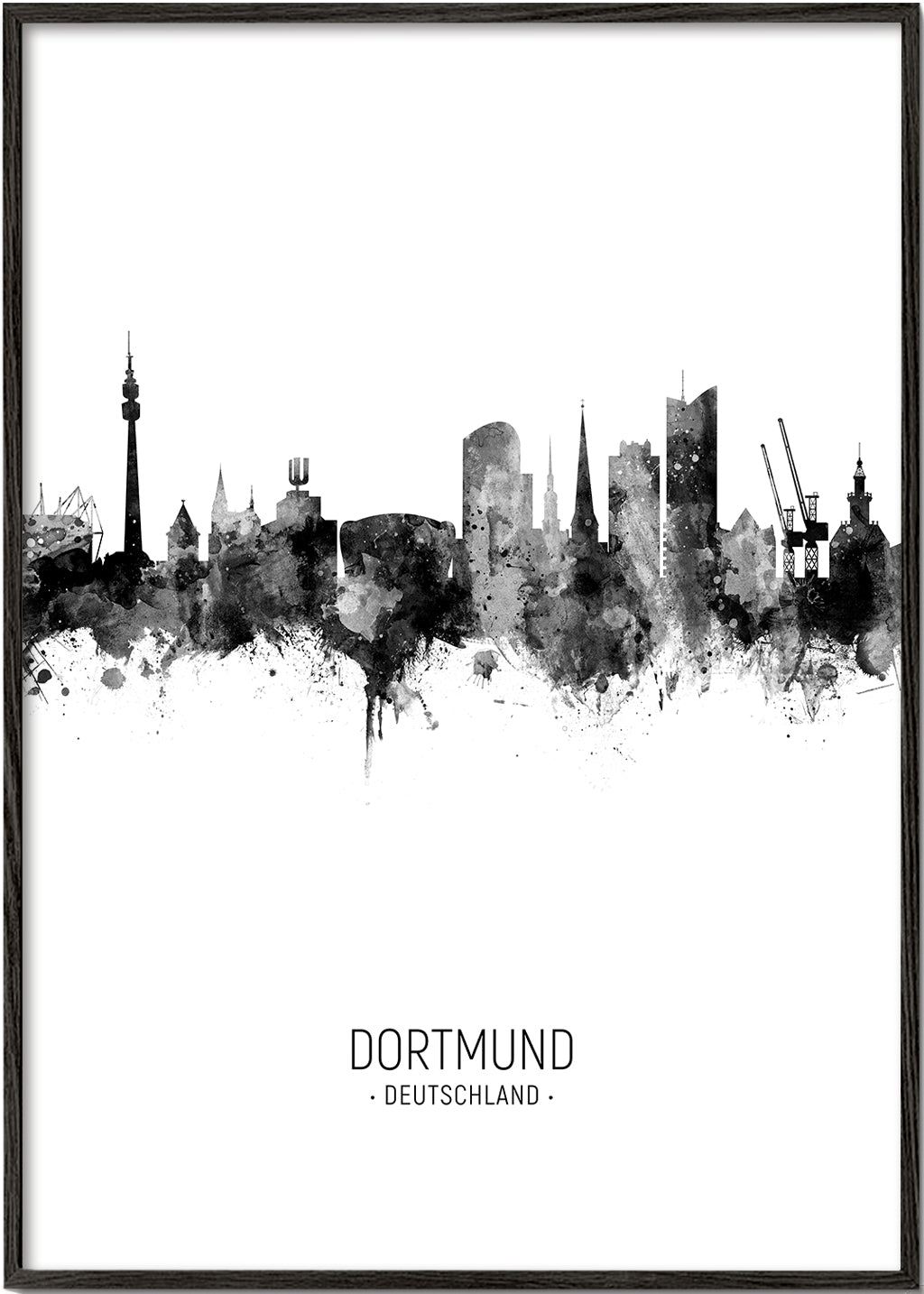 Obraz města Dortmund silueta v černobílé