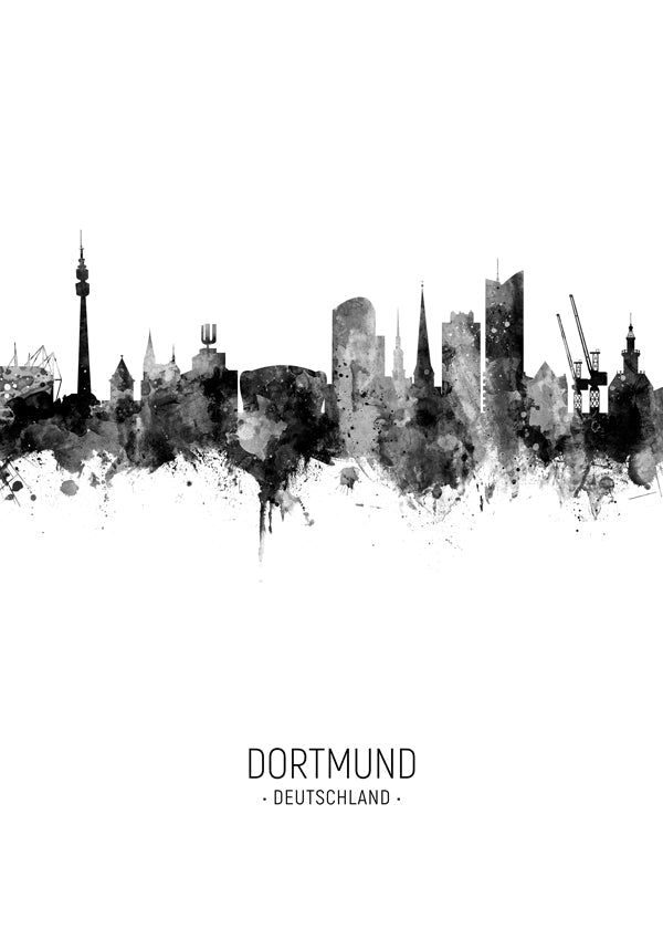 Obraz města Dortmund silueta v černobílé