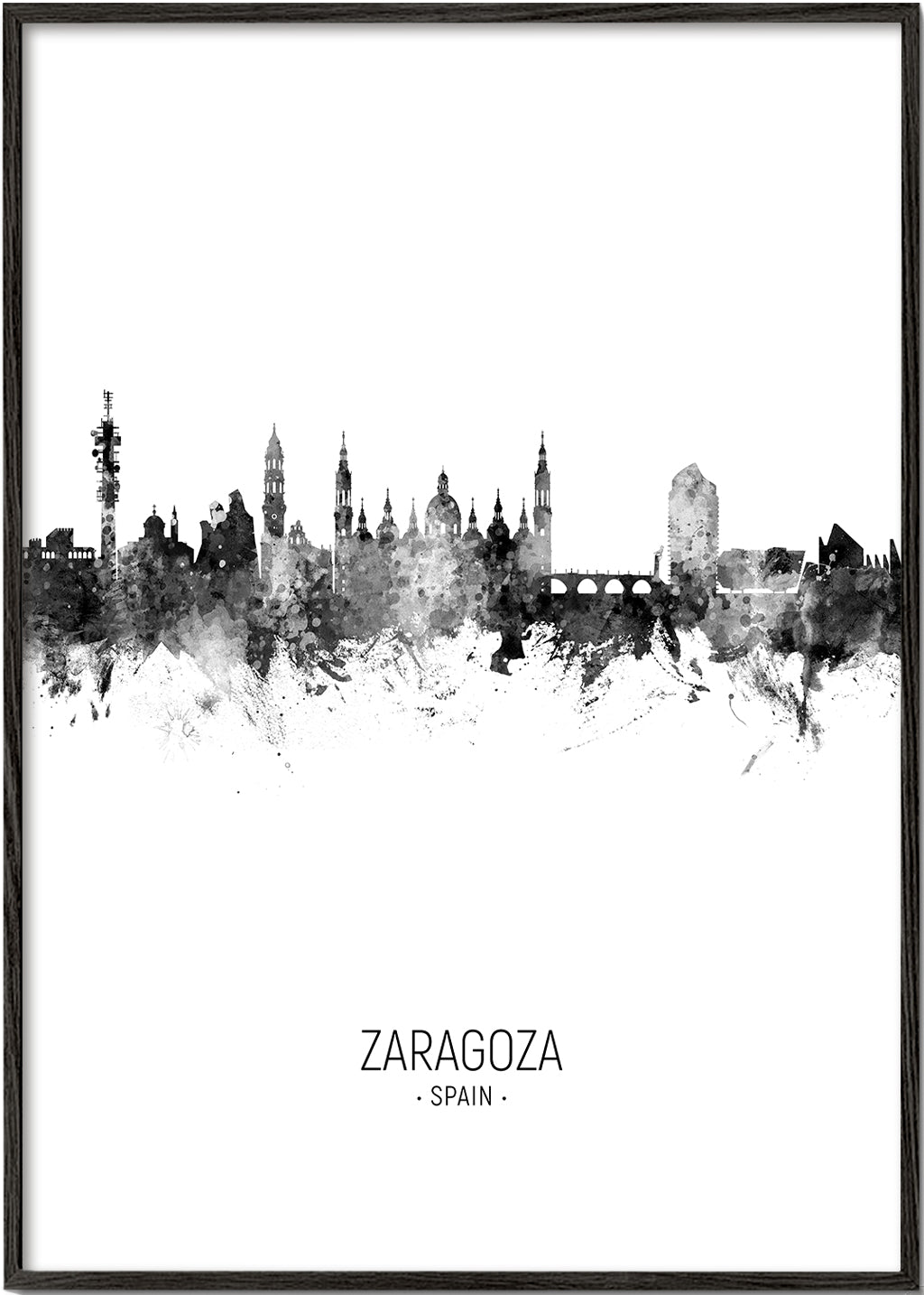 Obraz města Zaragoza panorama černobílá