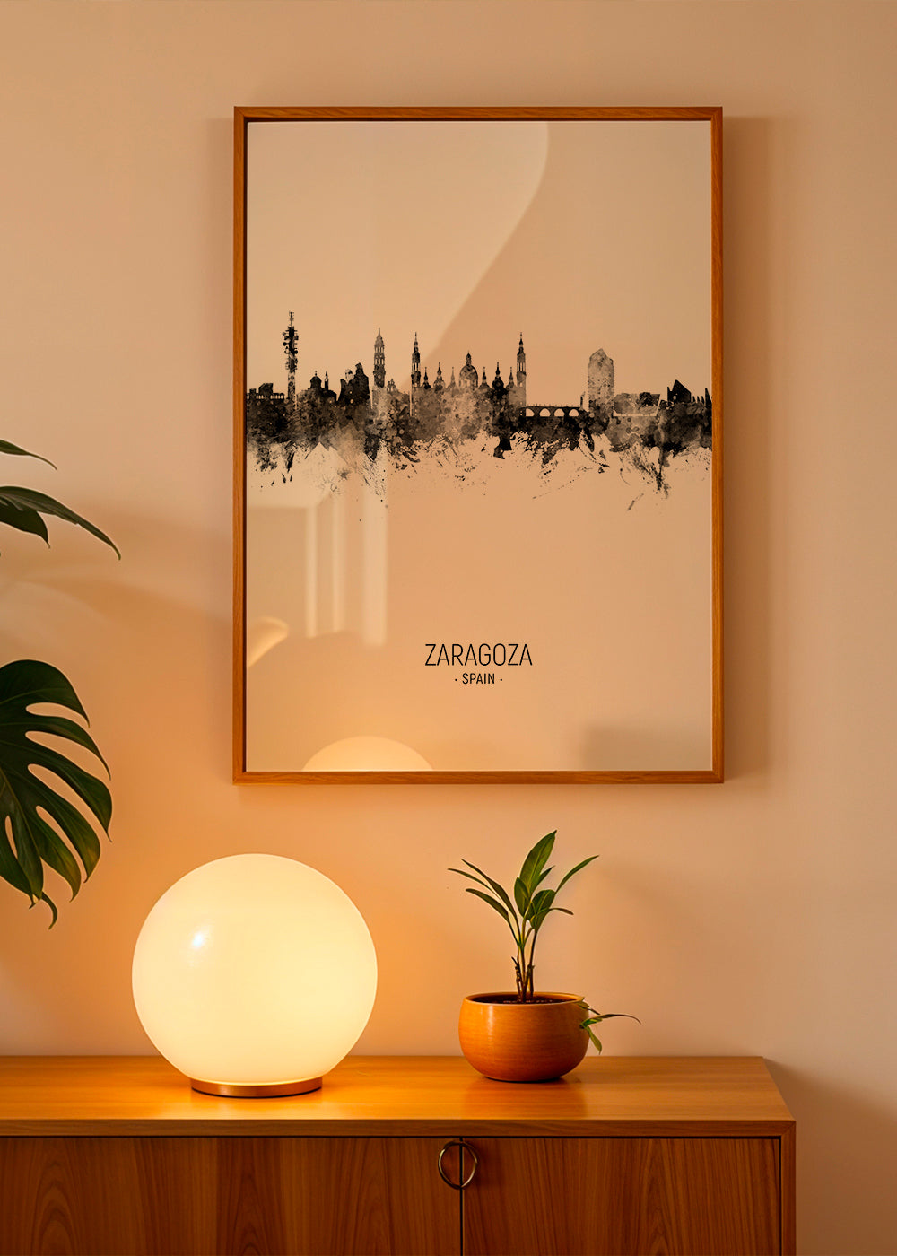 Obraz města Zaragoza panorama černobílá
