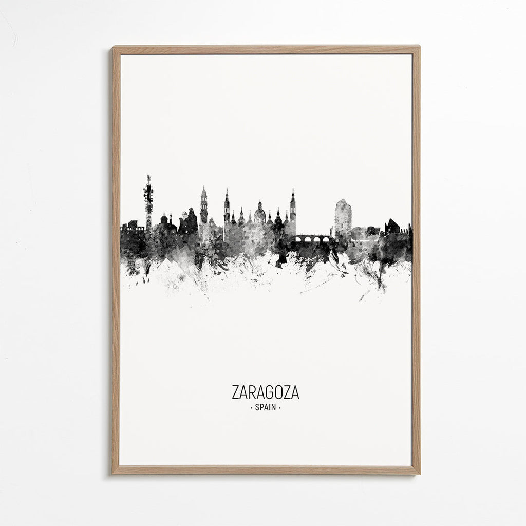 Obraz města Zaragoza panorama černobílá