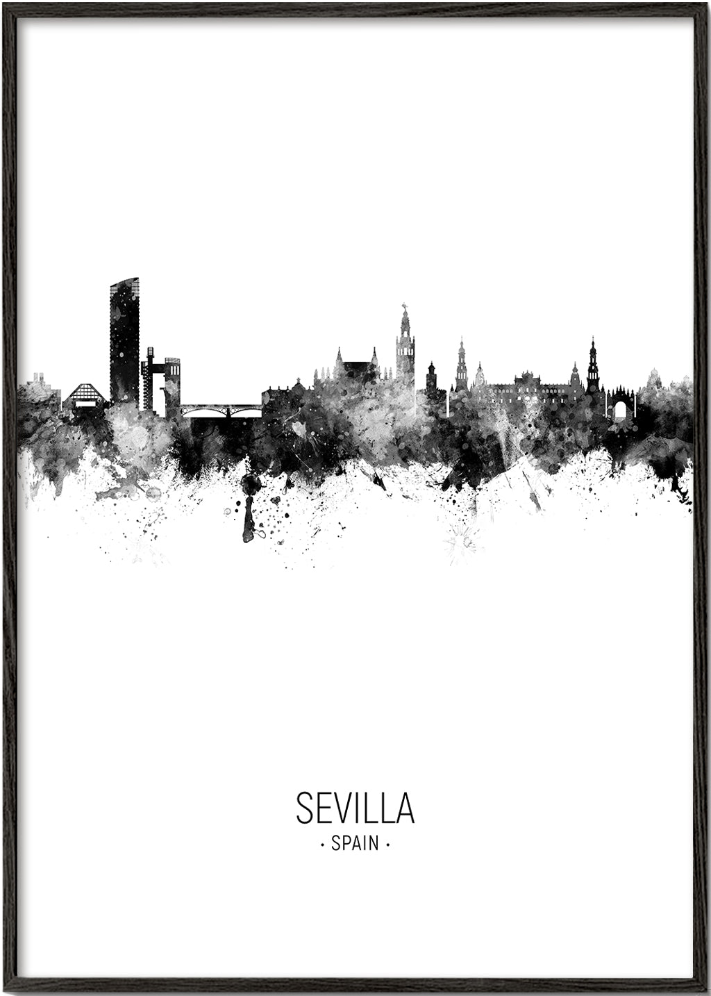 Městské umění: Sevilla silueta v inkoustu