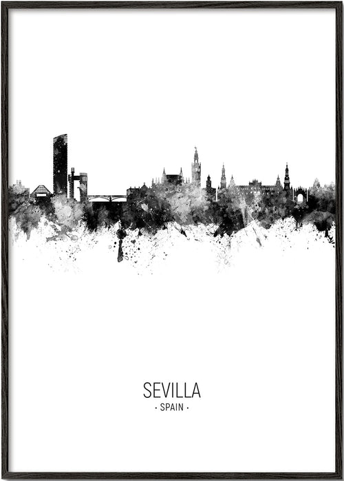 Městské umění: Sevilla silueta v inkoustu