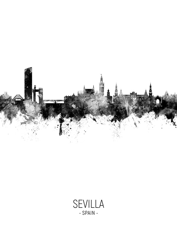 Městské umění: Sevilla silueta v inkoustu
