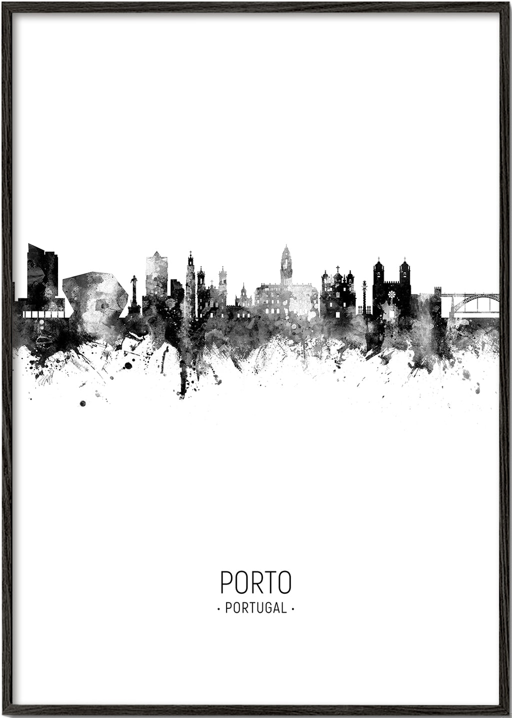 Obraz města: silueta Porta v inkoustu
