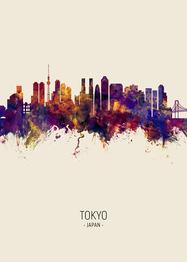 Obraz do kuchyně Tokyo skyline akvarel