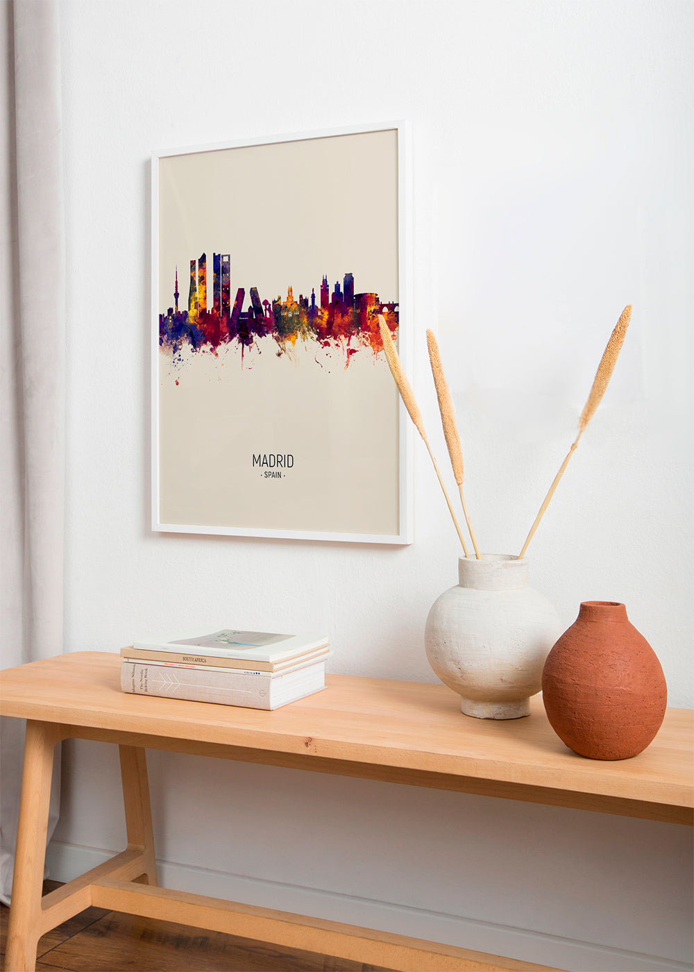 Městské umění: Madrid skyline akvarel