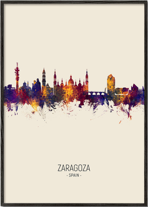 Plakát města Zaragoza skyline akvarel