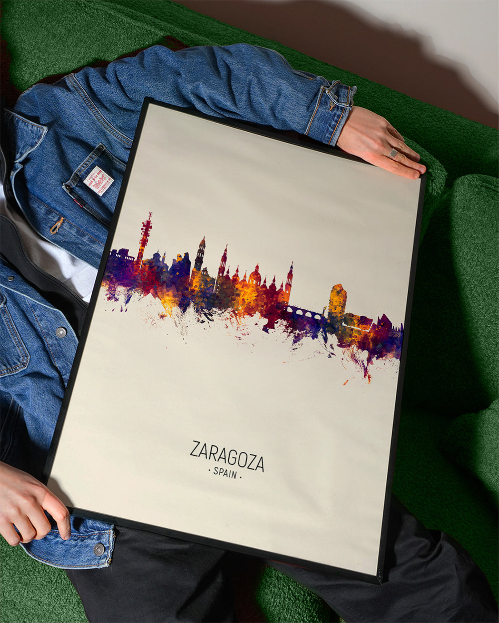Plakát města Zaragoza skyline akvarel