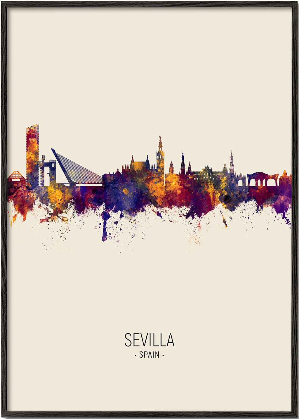 Městský plakát s panoramatem Sevilly