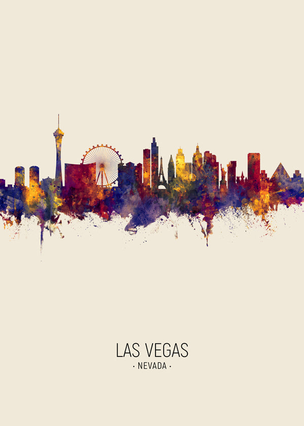 Obraz města Las Vegas akvarel